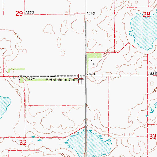Topographic Map of Bethlehem Cemetery, ND
