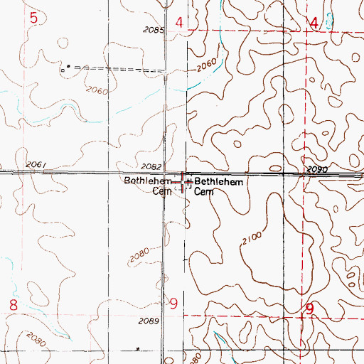 Topographic Map of Bethlehem Cemetery, ND