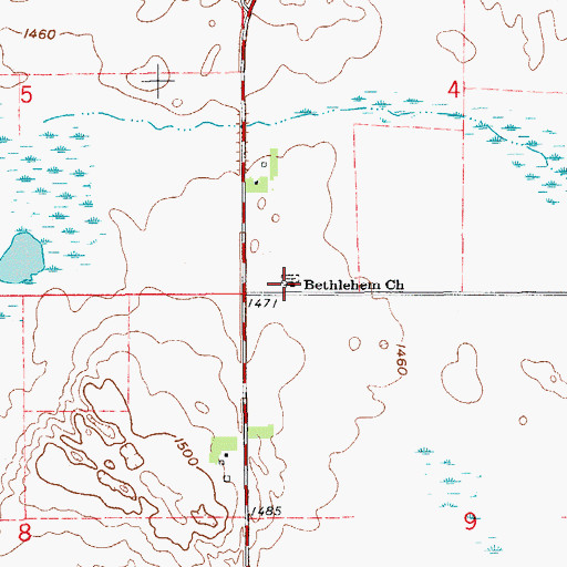 Topographic Map of Bethlehem Church, ND