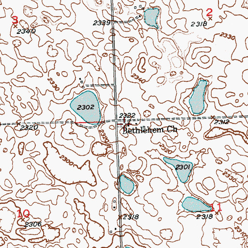 Topographic Map of Bethlehem Church, ND