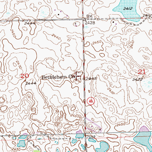 Topographic Map of Bethlehem Church, ND