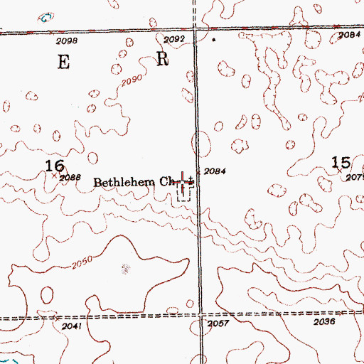 Topographic Map of Bethlehem Church, ND