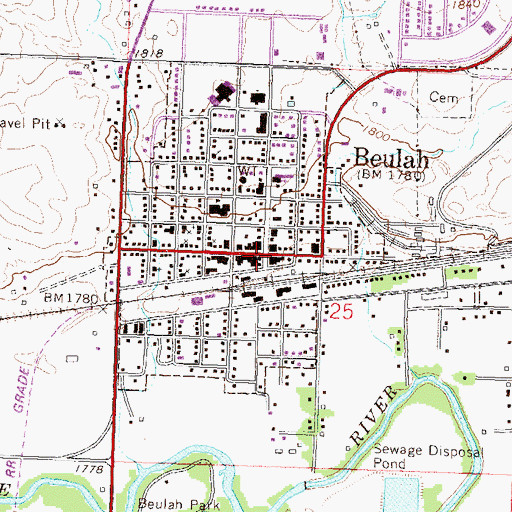 Topographic Map of Beulah, ND
