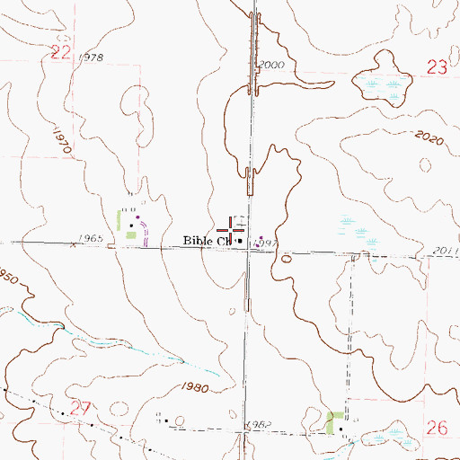 Topographic Map of Bible Church, ND