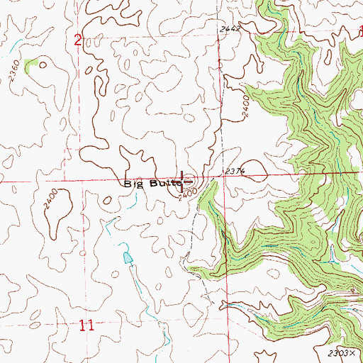 Topographic Map of Big Butte, ND