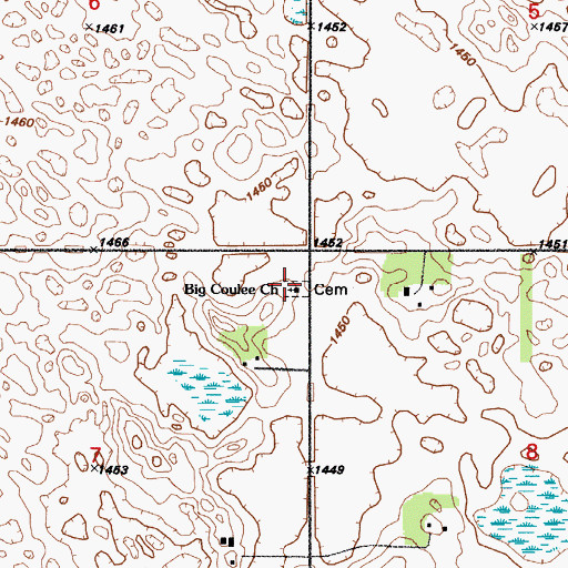 Topographic Map of Big Coulee Church, ND