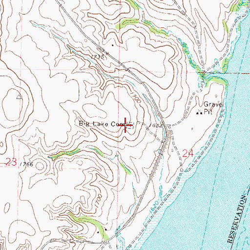Topographic Map of Big Lake Cemetery, ND