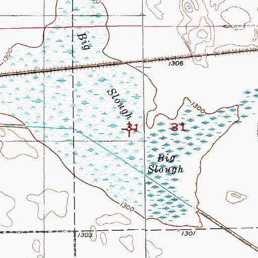 Topographic Map of Big Slough, ND