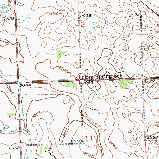 Topographic Map of Big Spring School, ND
