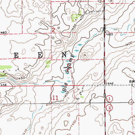 Topographic Map of Big Swamp, ND