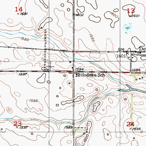 Topographic Map of Bilodeau School, ND