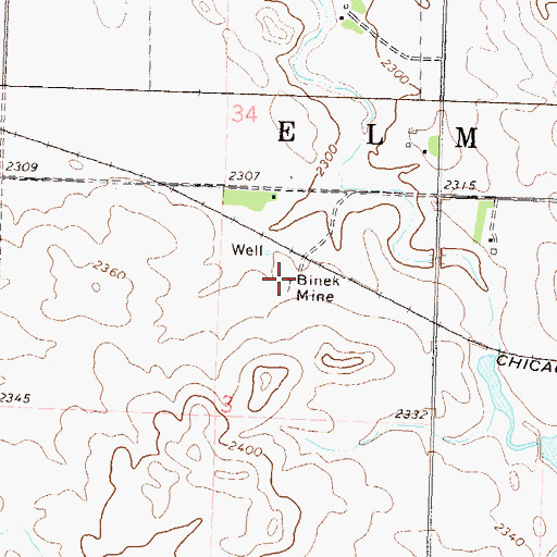Topographic Map of Binek Mine, ND