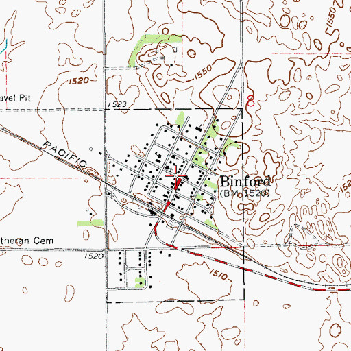 Topographic Map of Binford, ND