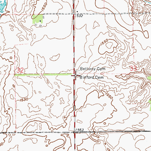Topographic Map of Binford Cemetery, ND