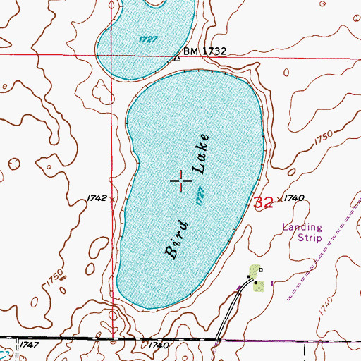 Topographic Map of Bird Lake, ND