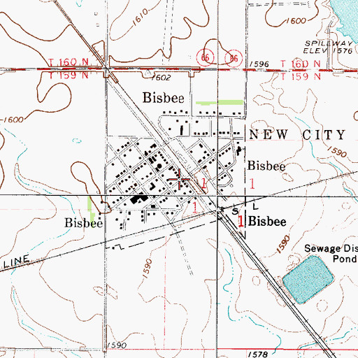 Topographic Map of Bisbee, ND