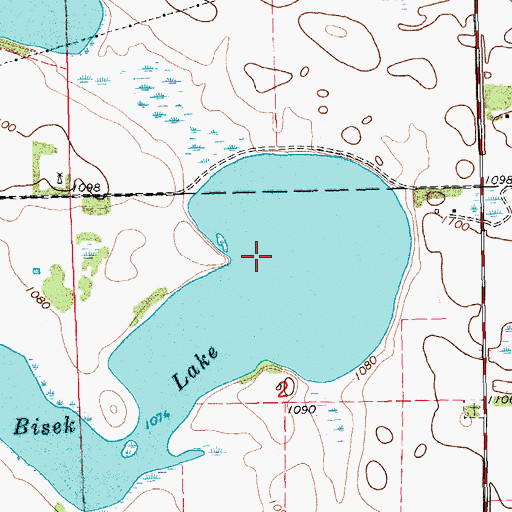 Topographic Map of Bisek Lake, ND