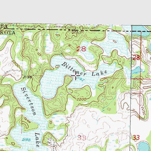 Topographic Map of Bittener Lake, ND