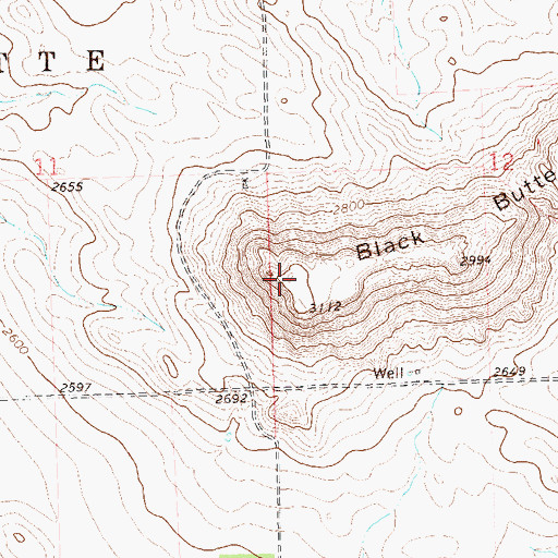 Topographic Map of Black Butte, ND