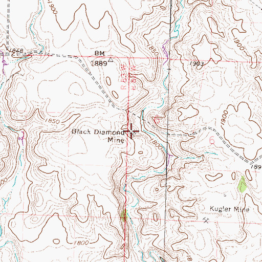 Topographic Map of Black Diamond Mine, ND