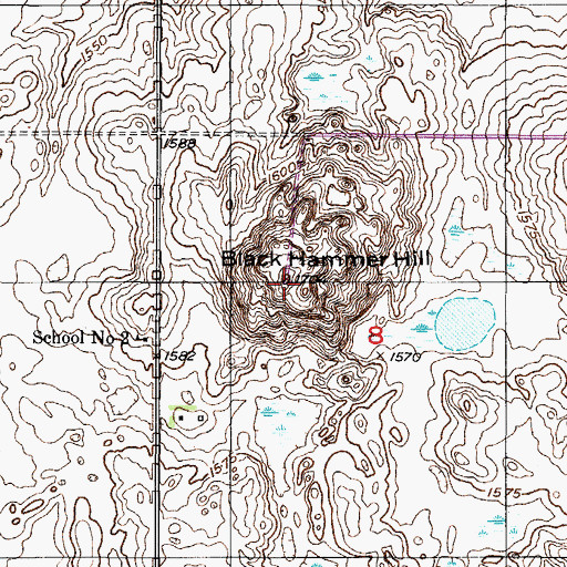 Topographic Map of Black Hammer Hill, ND