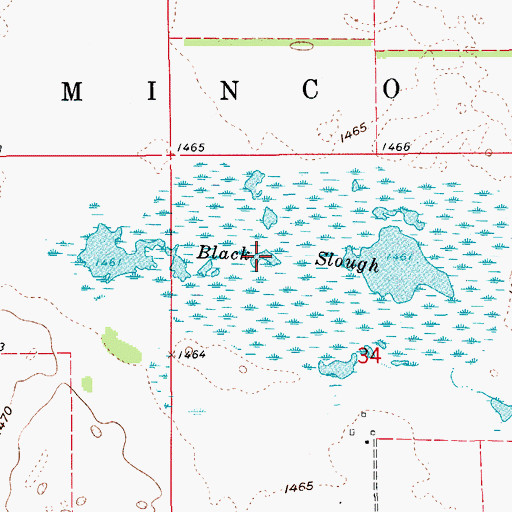 Topographic Map of Black Slough, ND