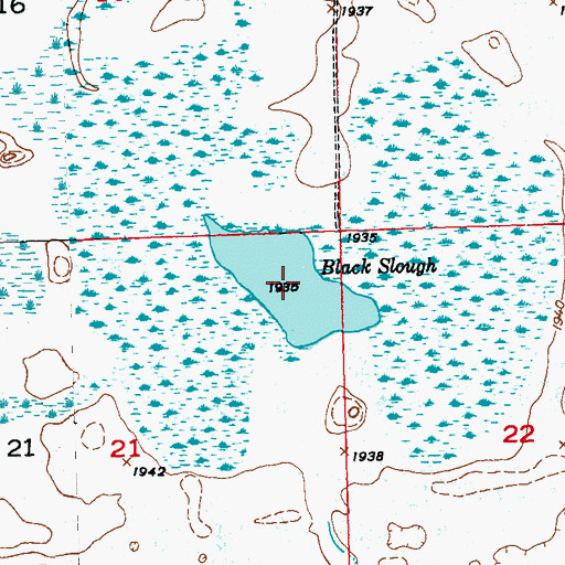 Topographic Map of Black Slough, ND