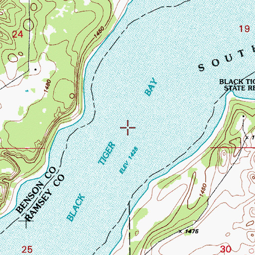 Topographic Map of Black Tiger Bay, ND