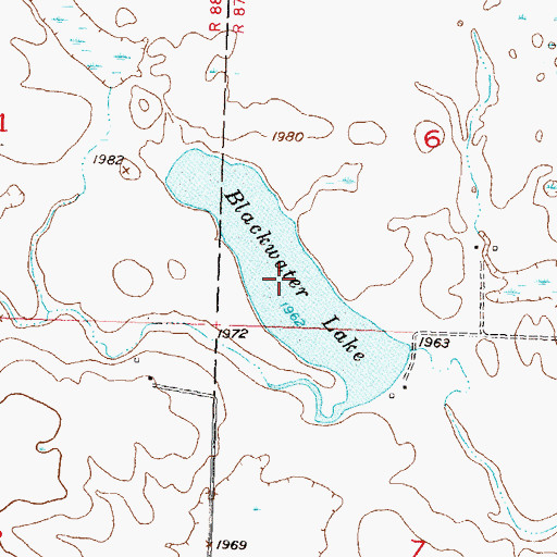 Topographic Map of Blackwater Lake, ND