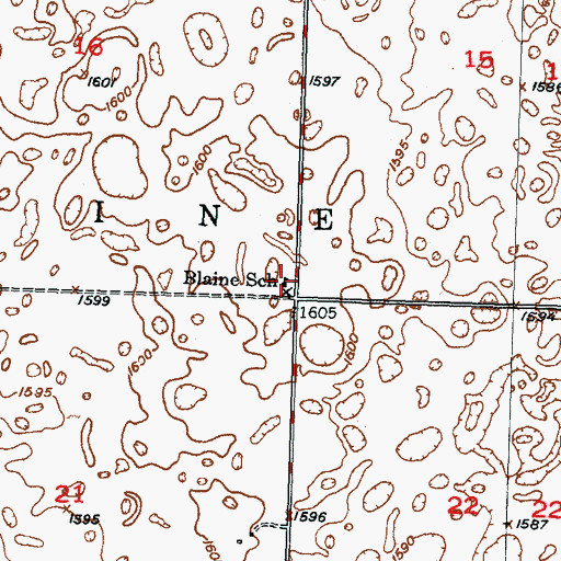 Topographic Map of Blaine School, ND