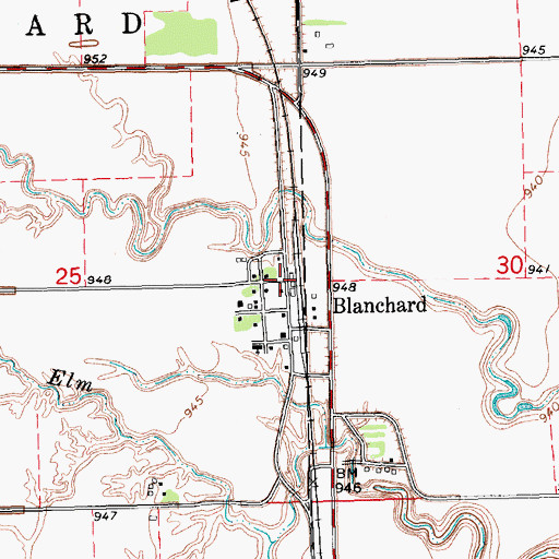 Topographic Map of Blanchard, ND