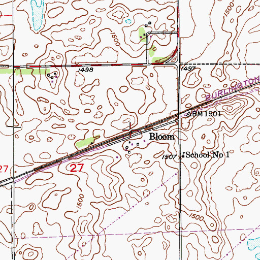 Topographic Map of Bloom, ND