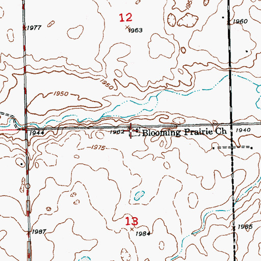 Topographic Map of Blooming Prairie Church, ND
