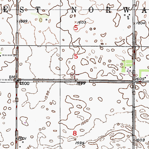 Topographic Map of Bloomington School Number 4, ND