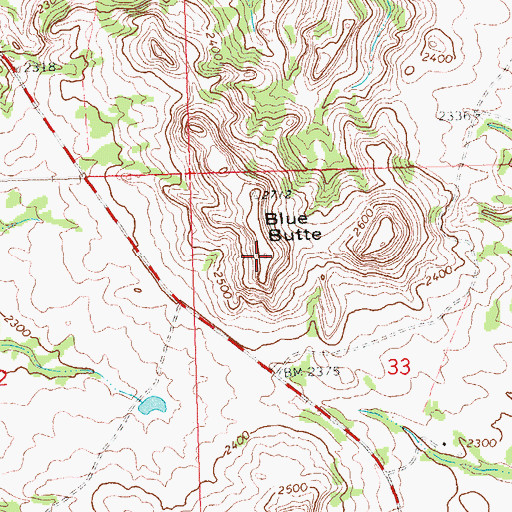 Topographic Map of Blue Butte, ND