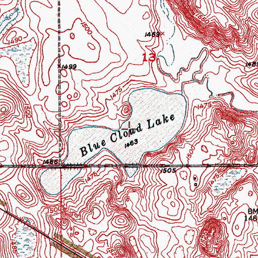 Topographic Map of Blue Cloud Lake, ND