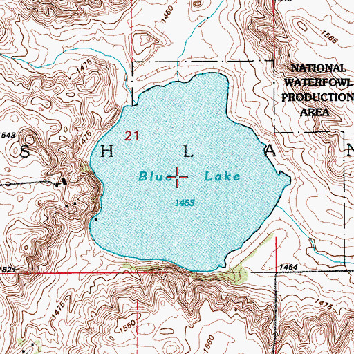 Topographic Map of Blue Lake, ND
