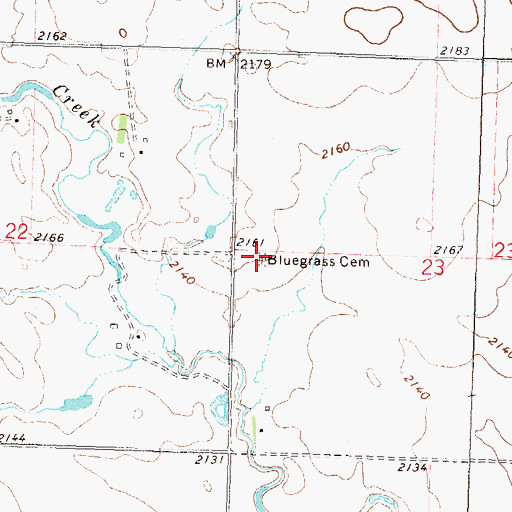 Topographic Map of Bluegrass Cemetery, ND