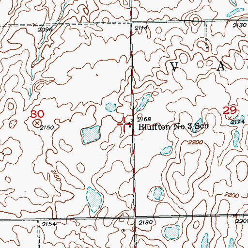 Topographic Map of Bluffton Number 3 School, ND