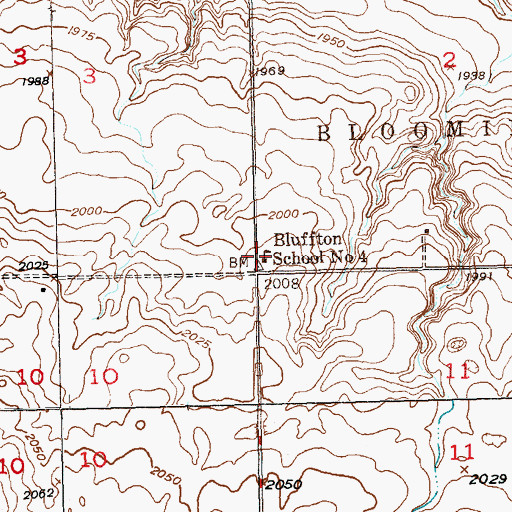 Topographic Map of Bluffton School Number 4, ND
