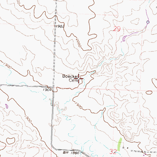 Topographic Map of Boeckel Cemetery, ND