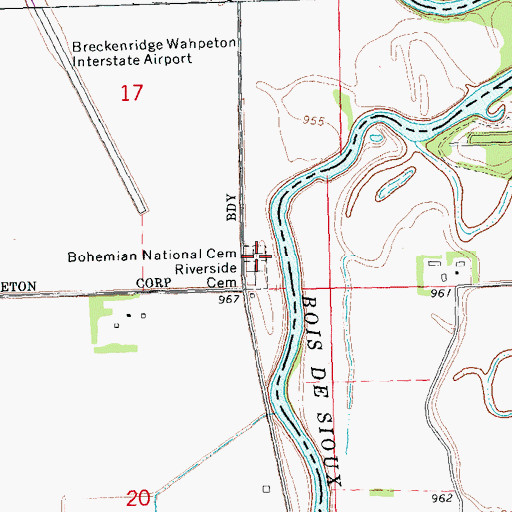 Topographic Map of Bohemian National Cemetery, ND