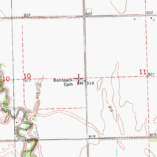 Topographic Map of Bohnsack Cemetery, ND