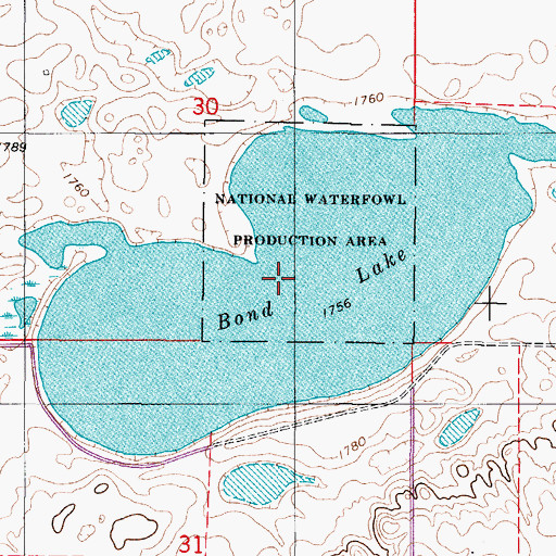 Topographic Map of Bond Lake, ND