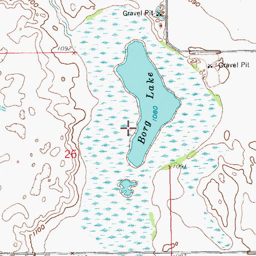 Topographic Map of Borg Lake, ND