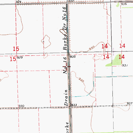 Topographic Map of Borke Drain Number Sixteen, ND