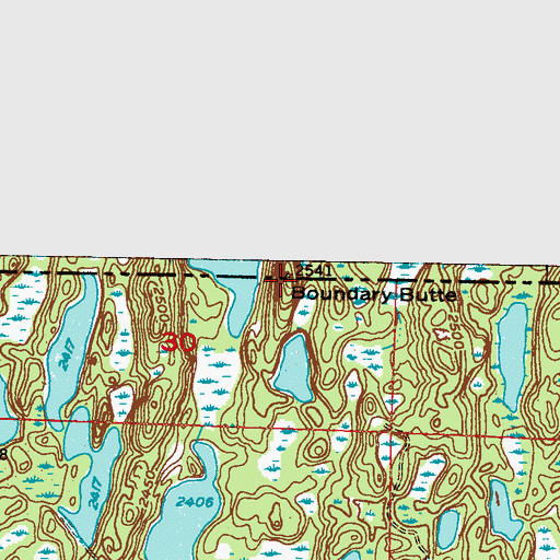 Topographic Map of Boundary Butte, ND