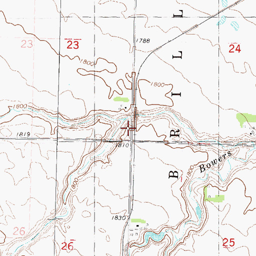 Topographic Map of Bowers School, ND