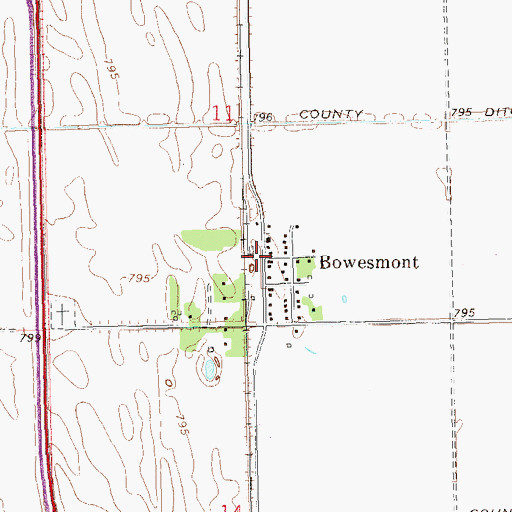 Topographic Map of Bowesmont, ND