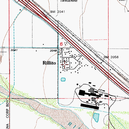 Topographic Map of Rillito, AZ